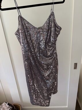Sequined Slip Dress - Silver Sparkle